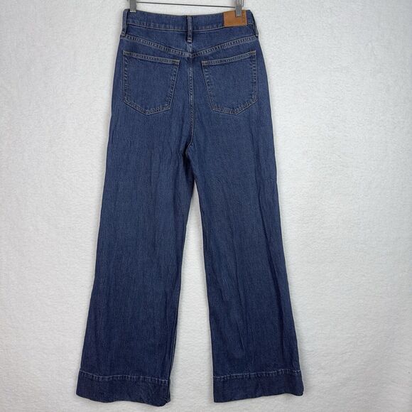 J. Crew Wide Leg Trouser Jeans Womens Sz 29 Dark Blue Denim High Rise Stretch - Picture 16 of 16